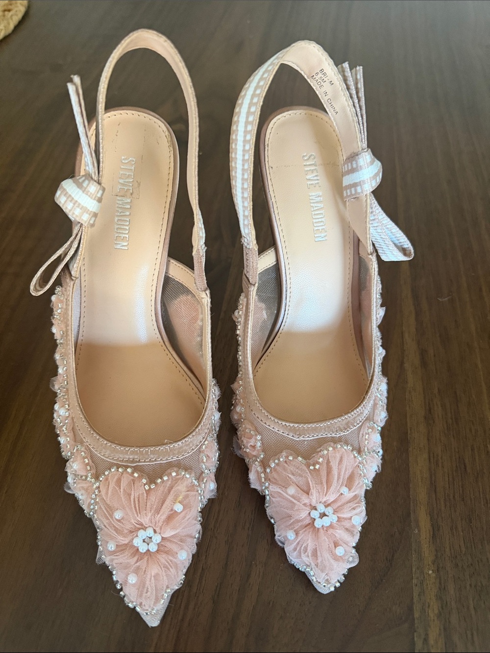 Steve Madden Bri Blush Pink Embellished Slingback Heels - Picture 4 of 8